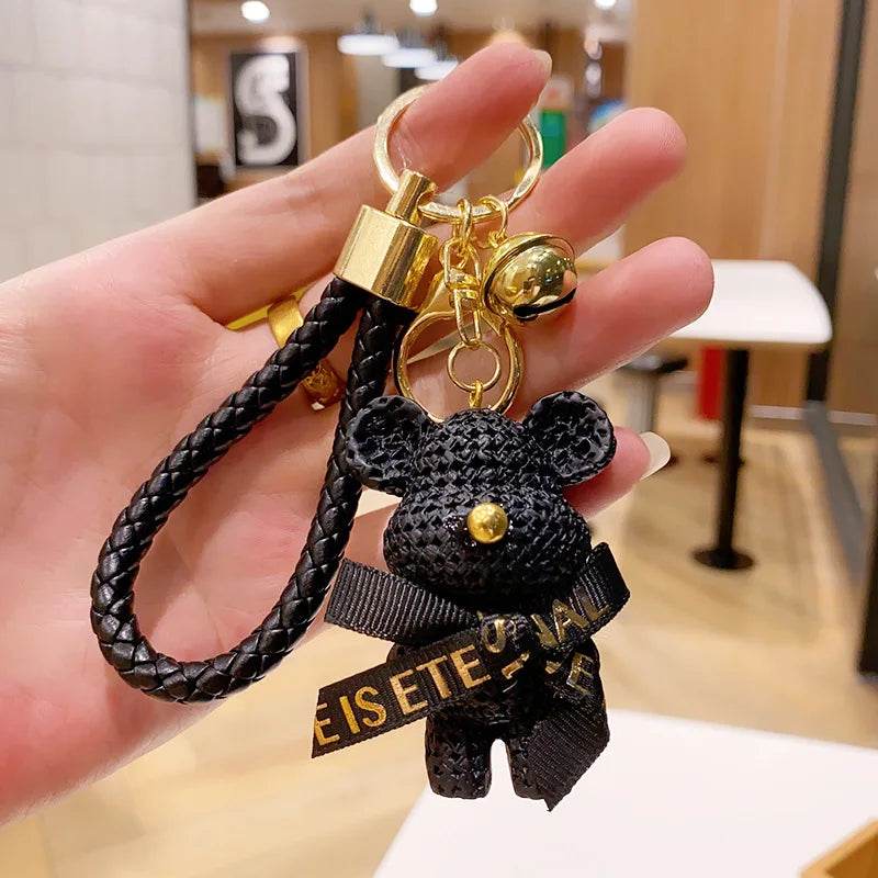 Mechanical Bear Keychain – Cute Cartoon Bag Pendant - Black A