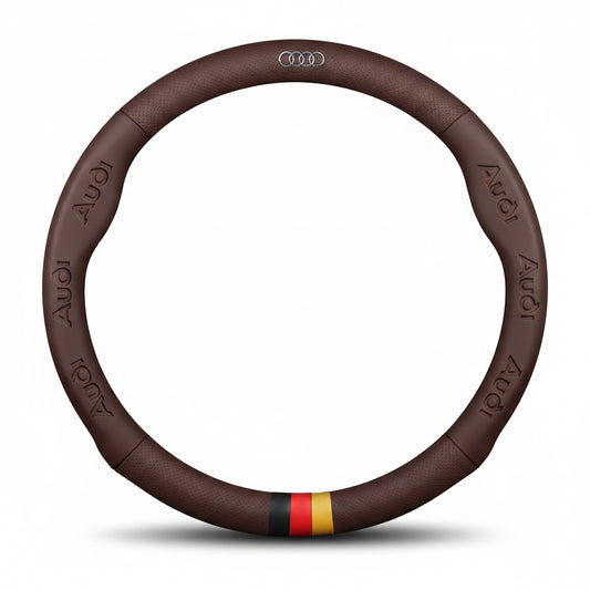 Audi Steering Wheel Cover ABT A1–A8 Q2–Q8 TT RS S Line Fit - O Brown