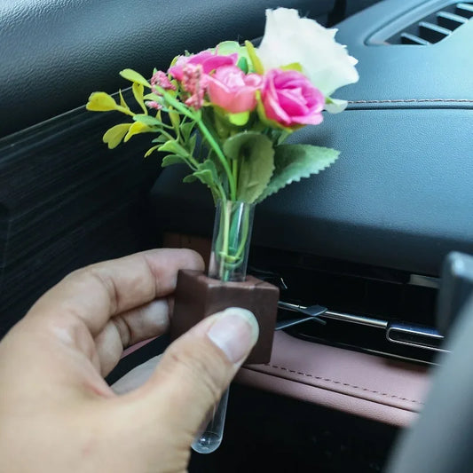 Mini Car Vent Flower Vase – Adjustable Air Vent & Dashboard Decor