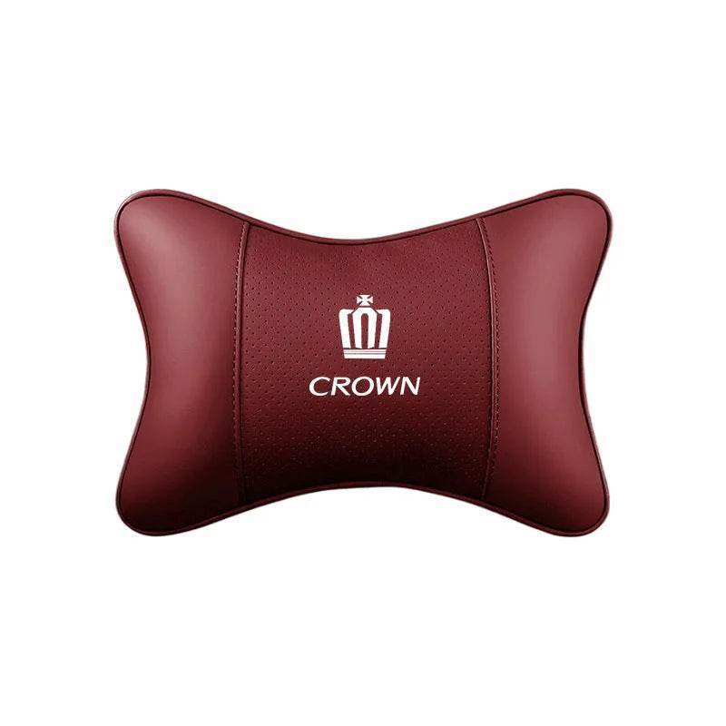 Toyota Crown Leather Car Headrest Neck Pillow - TZ-Mocha brown