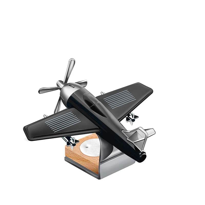 Solar Airplane Car Air Freshener – Dashboard Decoration - Black