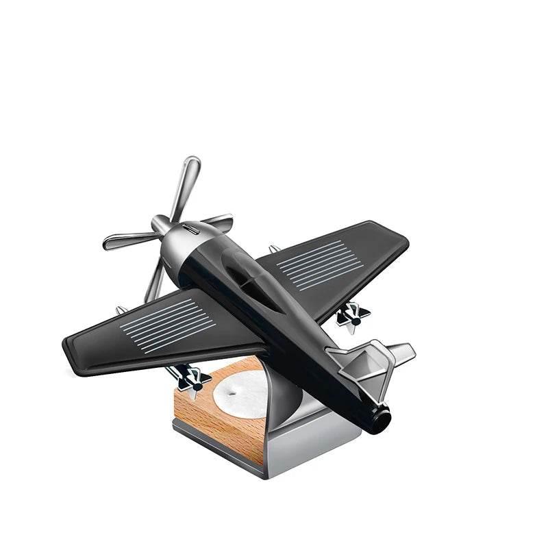 Solar Airplane Car Air Freshener – Dashboard Decoration - Black