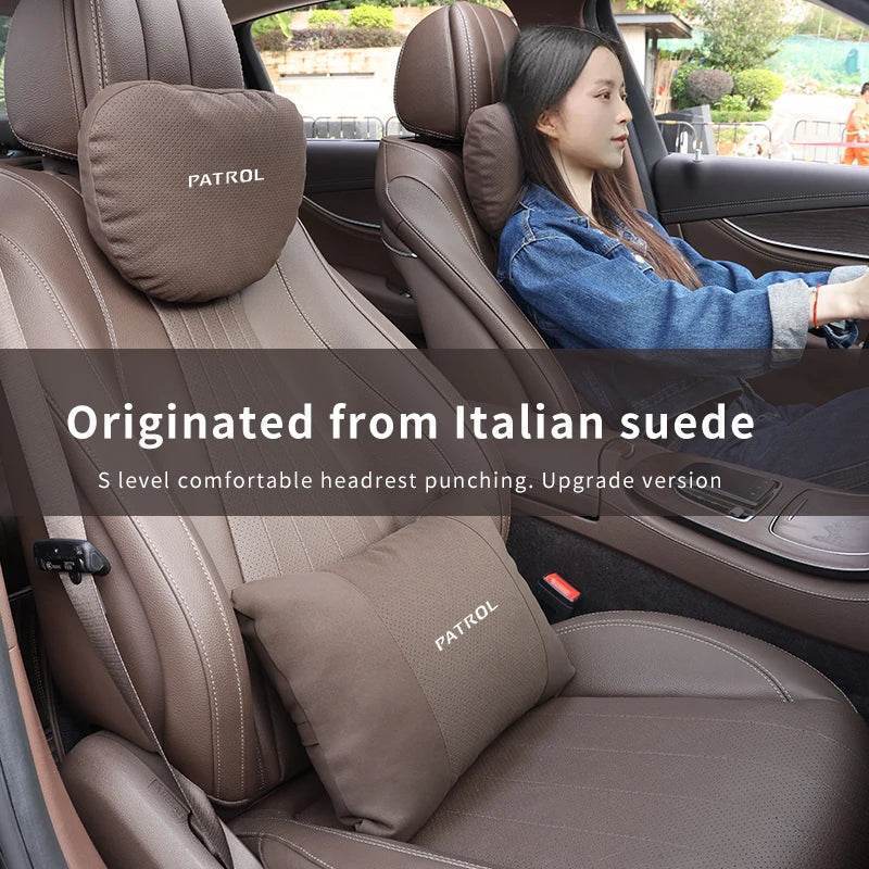 Nissan Patrol Headrest & Lumbar Waist Rest - Neck Support Pillow - Brown
