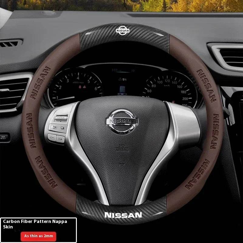 Nissan Carbon Fiber Steering Wheel Cover - O Style A brown