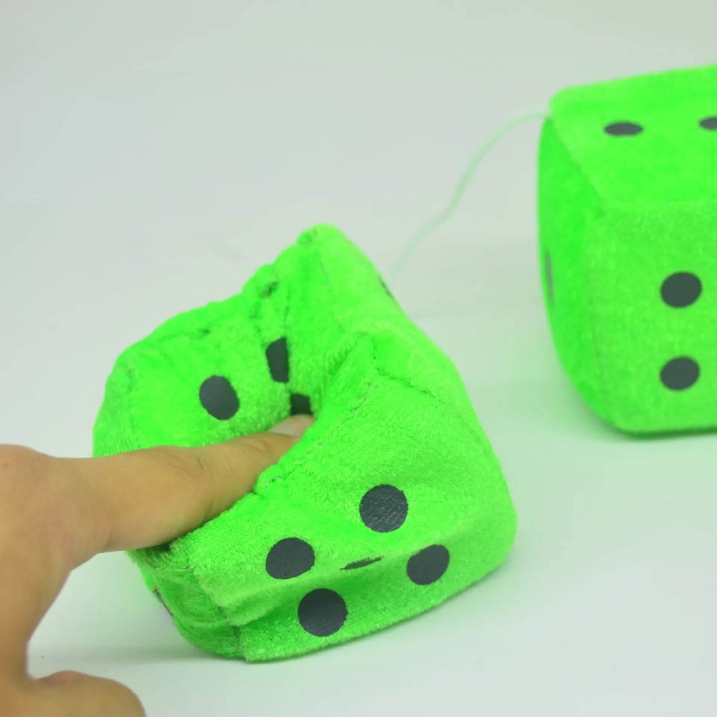 Fuzzy Dice Car Mirror Hanging Decoration - White