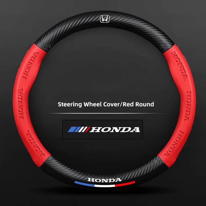 Honda Carbon Fiber Sports Steering Wheel Cover - Carbon Fiber Black