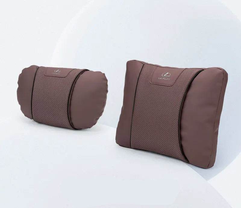 Lexus Car Neck Pillow & Lumbar Support - set brown