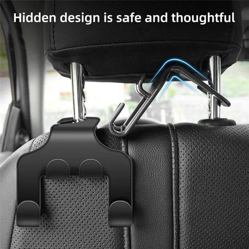 Car Seat Hook & Phone Holder | Rear Headrest Bracket for All Phones -
