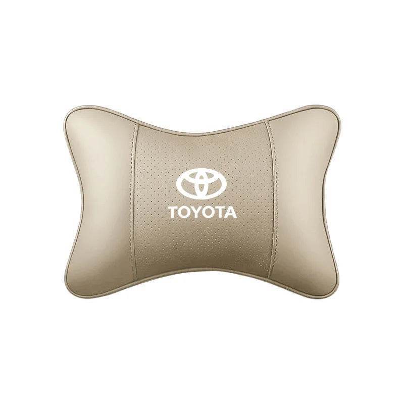 Toyota Crown Leather Car Neck Pillow - TZ-Beige 1
