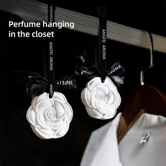 White Flower Hanging Car Air Freshener Perfume - A