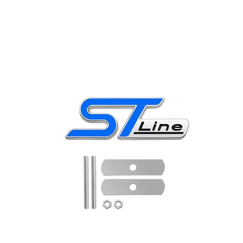 FORD ST Line 3D Metal Chrome Grille Emblem Badge Focus Kuga Fiesta - Silver Blue A