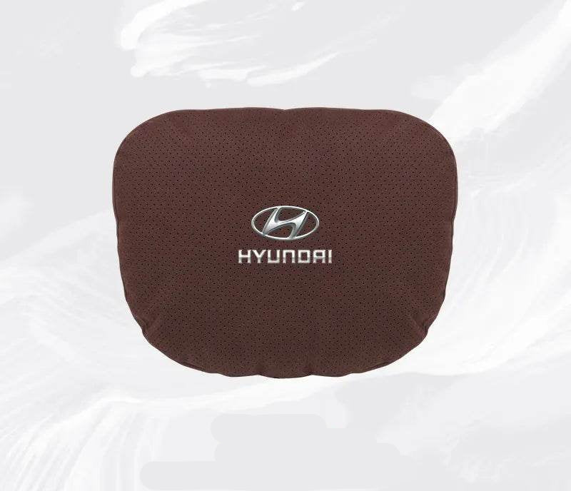 Hyundai Breathable Suede Neck Pillow for Accent, Elantra, Tucson, Sonata, Kona & More - headrest 1pc white