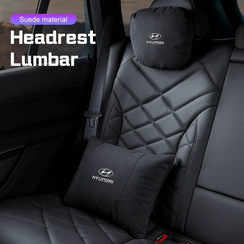 Hyundai Breathable Suede Neck Pillow for Accent, Elantra, Tucson, Sonata, Kona & More - headrest 1pc white