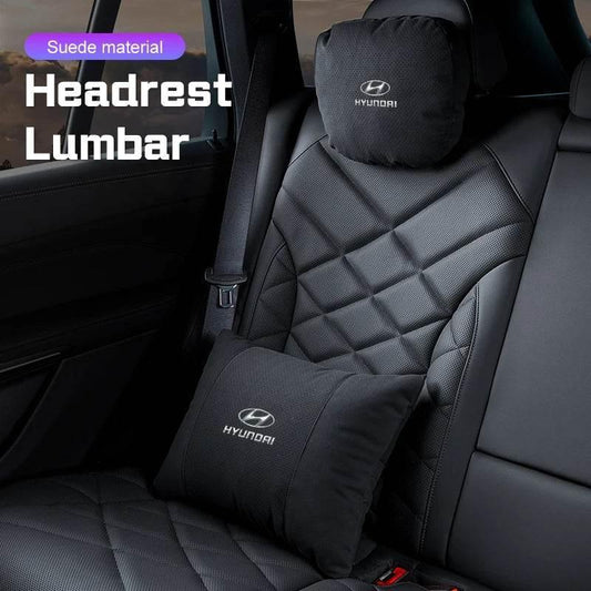 Hyundai Car Neck Pillow & Lumbar Support - headrest white