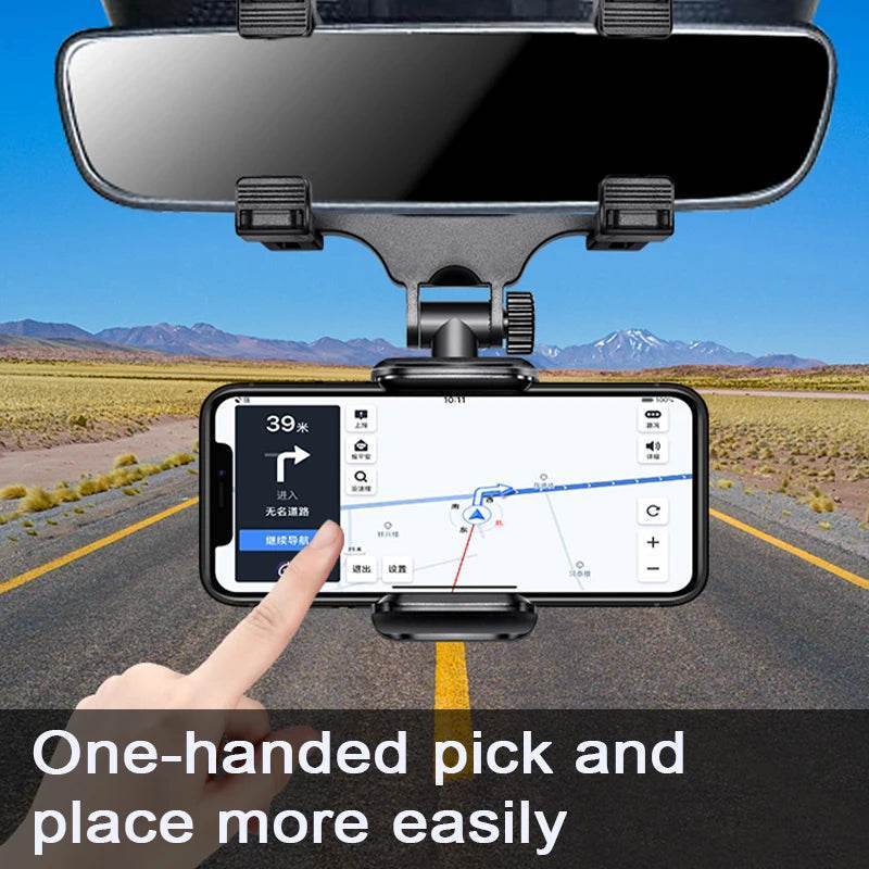 Rearview Mirror Phone Holder – 360° Adjustable -