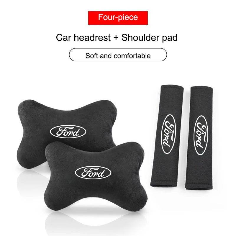 Ford Neck Pillow and Seat Belt Pad - 4pcs-2Neck Pillow+2Seat Belt Pad