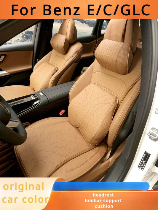 Mercedes-Benz E-Class C/GLC Seat Cushion with Headrest & Lumbar Support - Brown Headrest