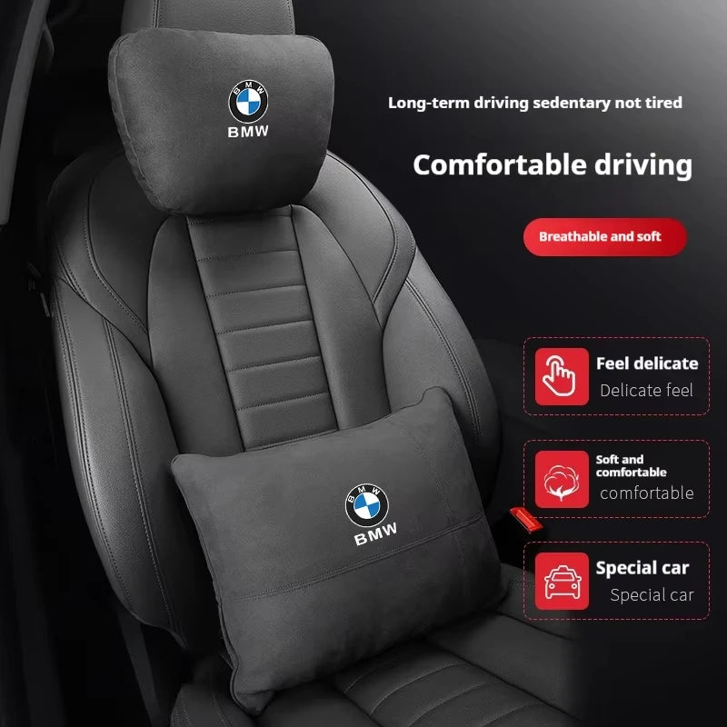 BMW Suede Neck Pillow & Lumbar Cushion
