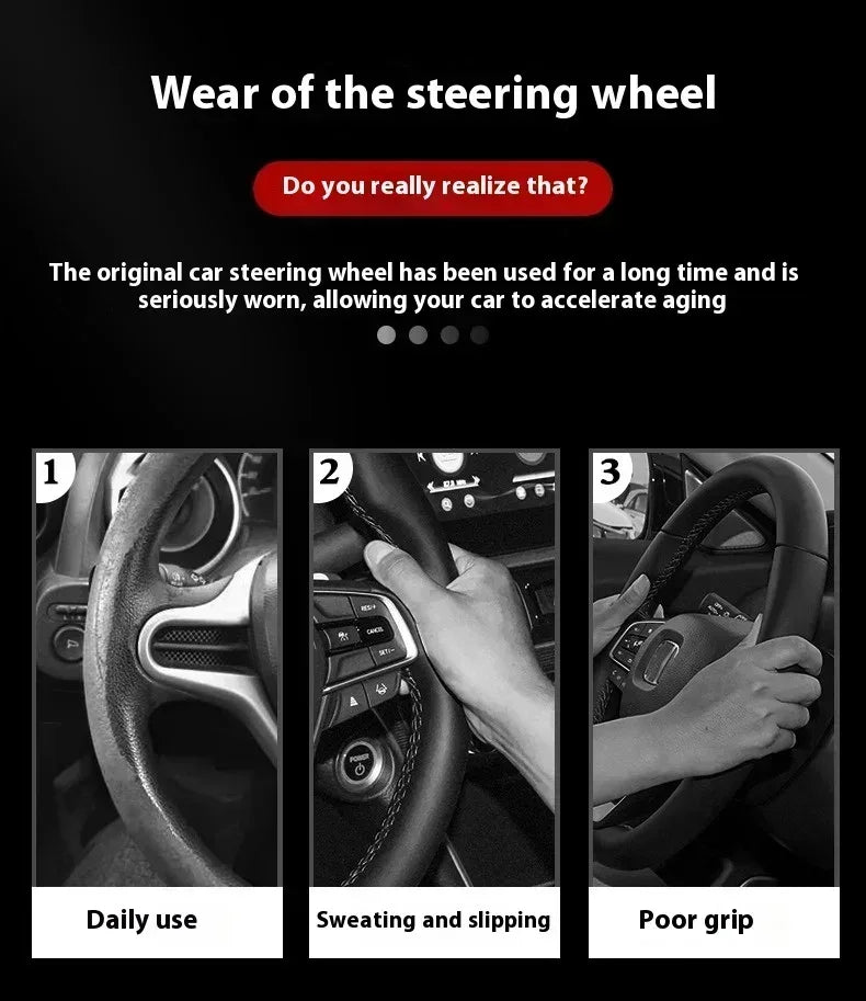 BYD Carbon Fiber Leather Steering Wheel Cover