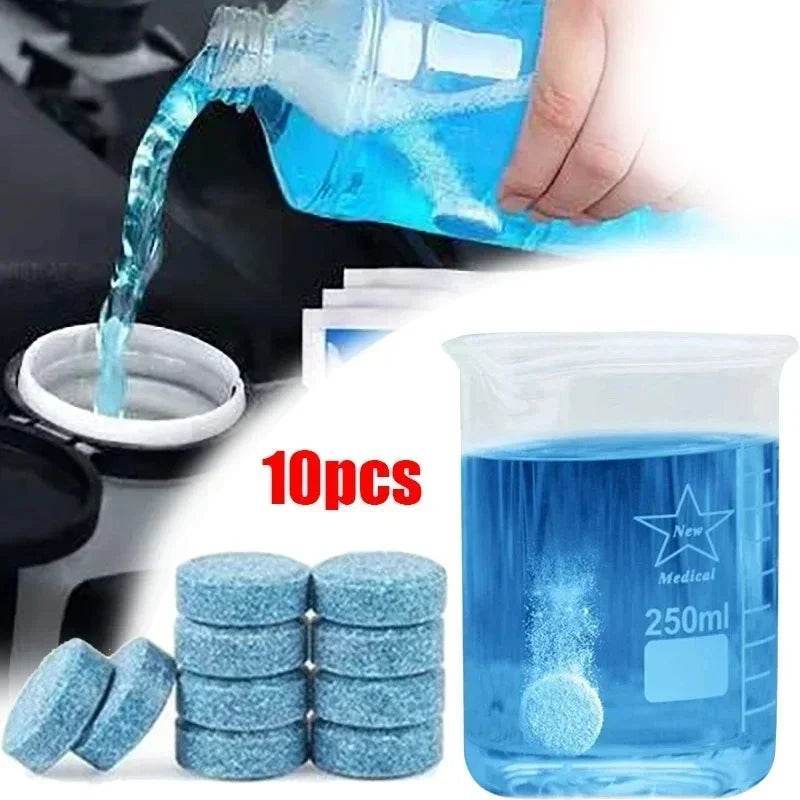 All-Season Windshield Washer Effervescent Tablets – Shellac-Free Concentrate | 1 Tablet Makes 4L Fluid - 10pcs