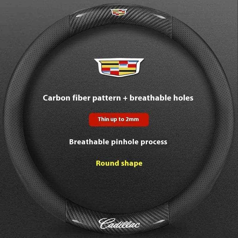 Cadillac Steering Wheel Cover - Carbon Fiber Black
