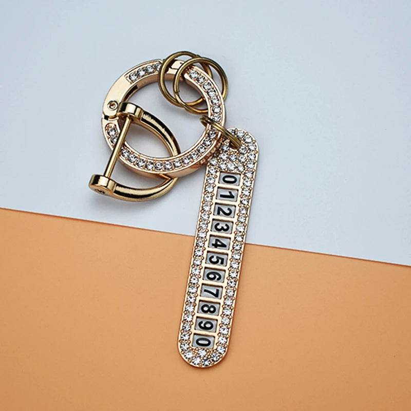 Braided Leather Keychain Loop with Metal Ring - Golden - White