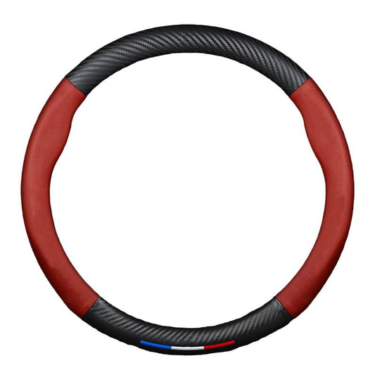 Mazda Carbon Fiber & Leather Steering Wheel Cover - Red