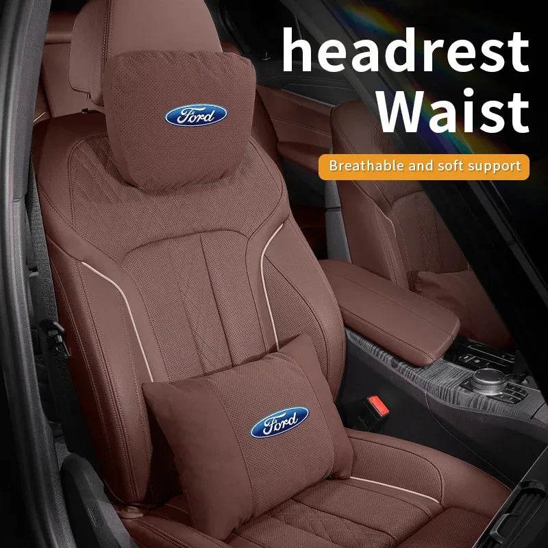 Ford Ventilated Neck Pillow & Lumbar Cushion - Headrest Brown