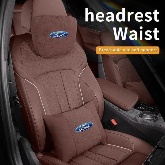 Ford Ventilated Neck Pillow & Lumbar Cushion - Headrest Brown