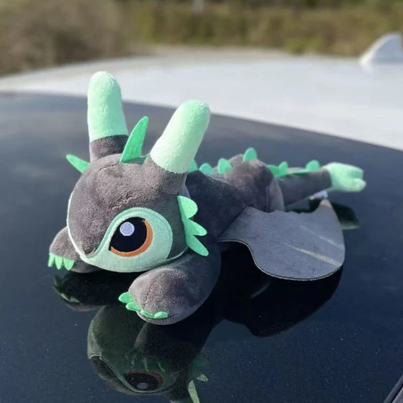 Flying Dragon Plush Car Ornament with Adhesive Mount, Dashboard & Window Decor