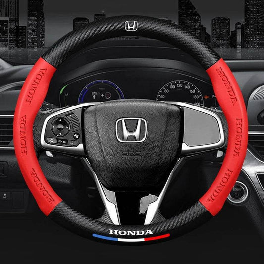 Honda Carbon Fiber Sports Steering Wheel Cover - Carbon Fiber Red