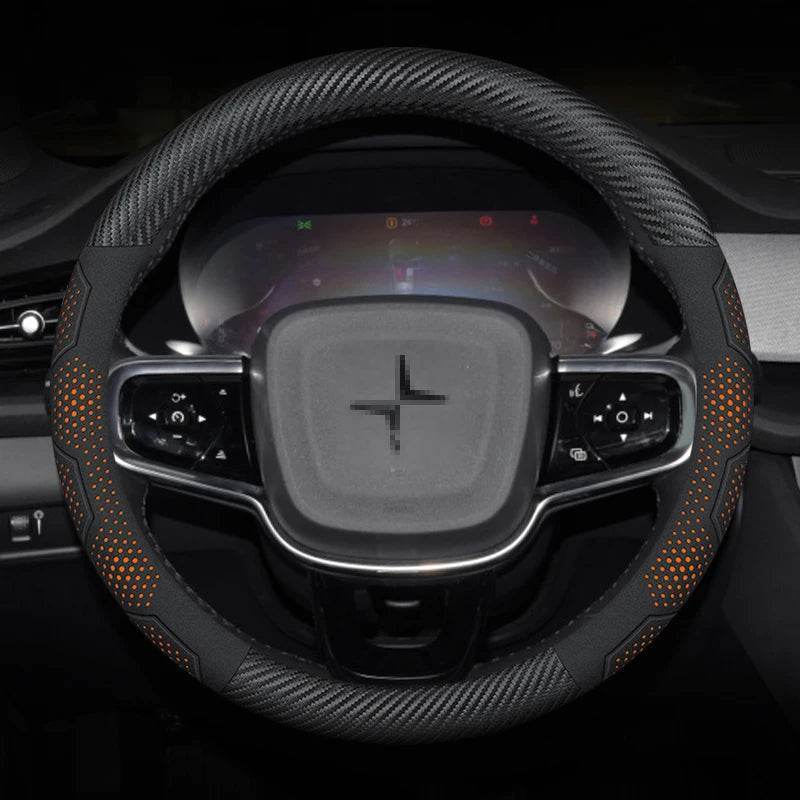 Polestar Carbon Fiber Suede Steering Wheel Cover - O Carbon Orange