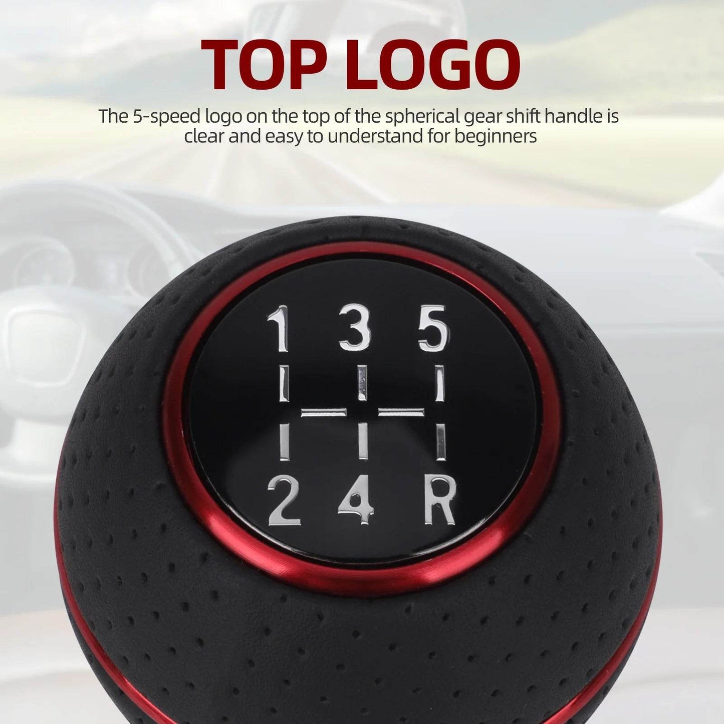 Universal 5-Speed Gear Shift Knob | Leather & Aluminium | M8–M12 Compatible -