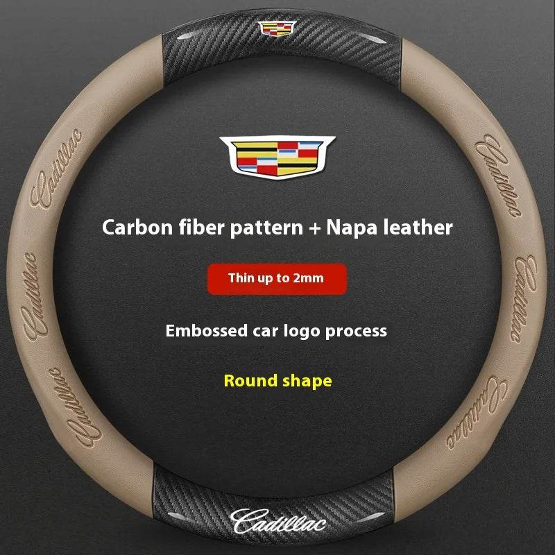 Cadillac Steering Wheel Cover - Carbon Fiber beige