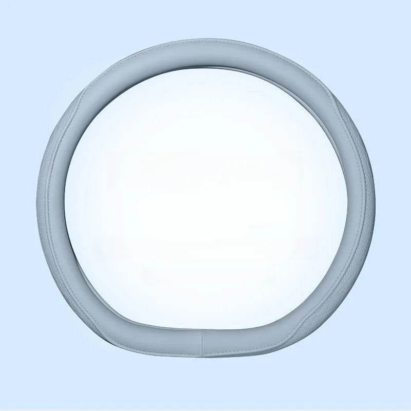 Leather Car Steering Wheel Cover – Universal Fit, 15 Inch (38 cm) - Blue Type D