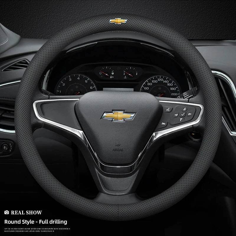 Chevrolet Leather Steering Wheel Cover – Fits Cruze, Camaro, Malibu, Silverado & More - DX-B