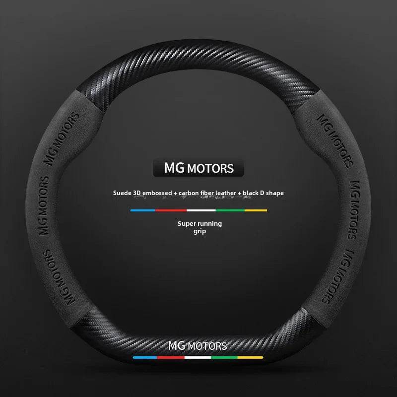 MG Carbon Fiber & Suede Steering Wheel Cover - Black Carbon Fiber D
