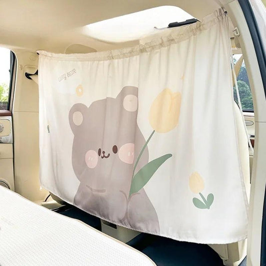 Universal Car Privacy Curtains Push-Pull Blackout Divider Rear Seat