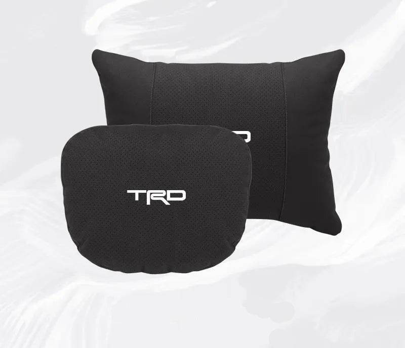 TRD Suede Car Neck Pillow for Toyota Corolla, Yaris, Camry, Prius & More - set black