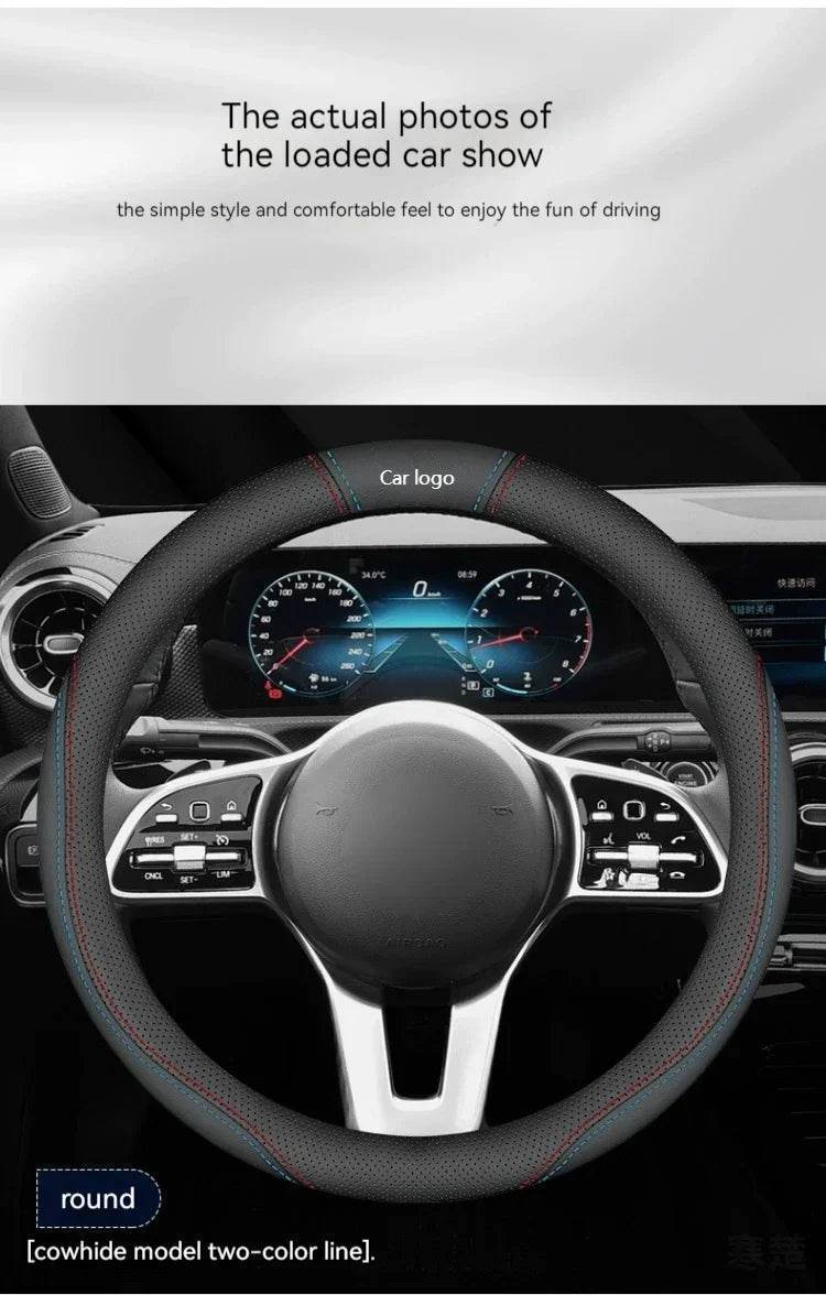 Changan Leather Steering Wheel Cover - D Style 2 black