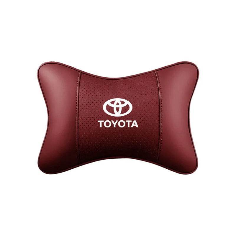 Toyota Crown Leather Car Neck Pillow - TZ-Deep red 2