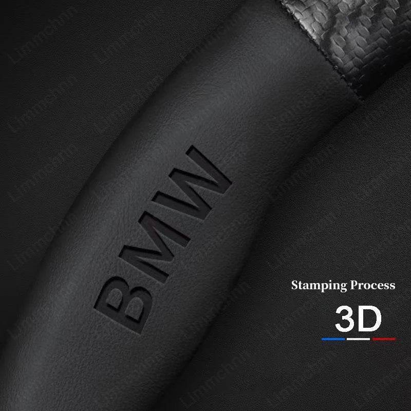 BMW 3D Carbon Fiber Leather Steering Wheel Cover - BMW Black