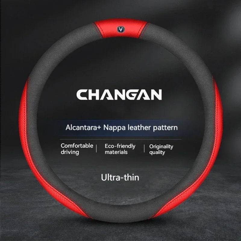 Changan Leather Steering Wheel Cover for UNI-K UNI-T CS15 CS35 CS55 CS75 CS85 CS95 Alsvin CX70 -
