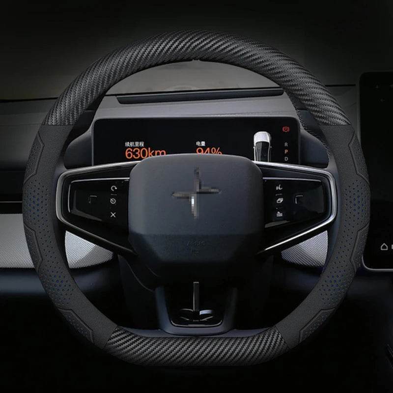 Polestar Carbon Fiber Suede Steering Wheel Cover - D Carbon Blue
