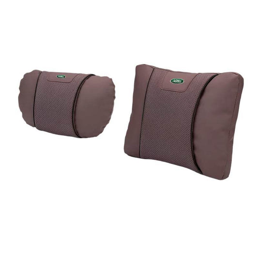 Land Rover Leather Car Neck Pillow & Lumbar Support - set brown