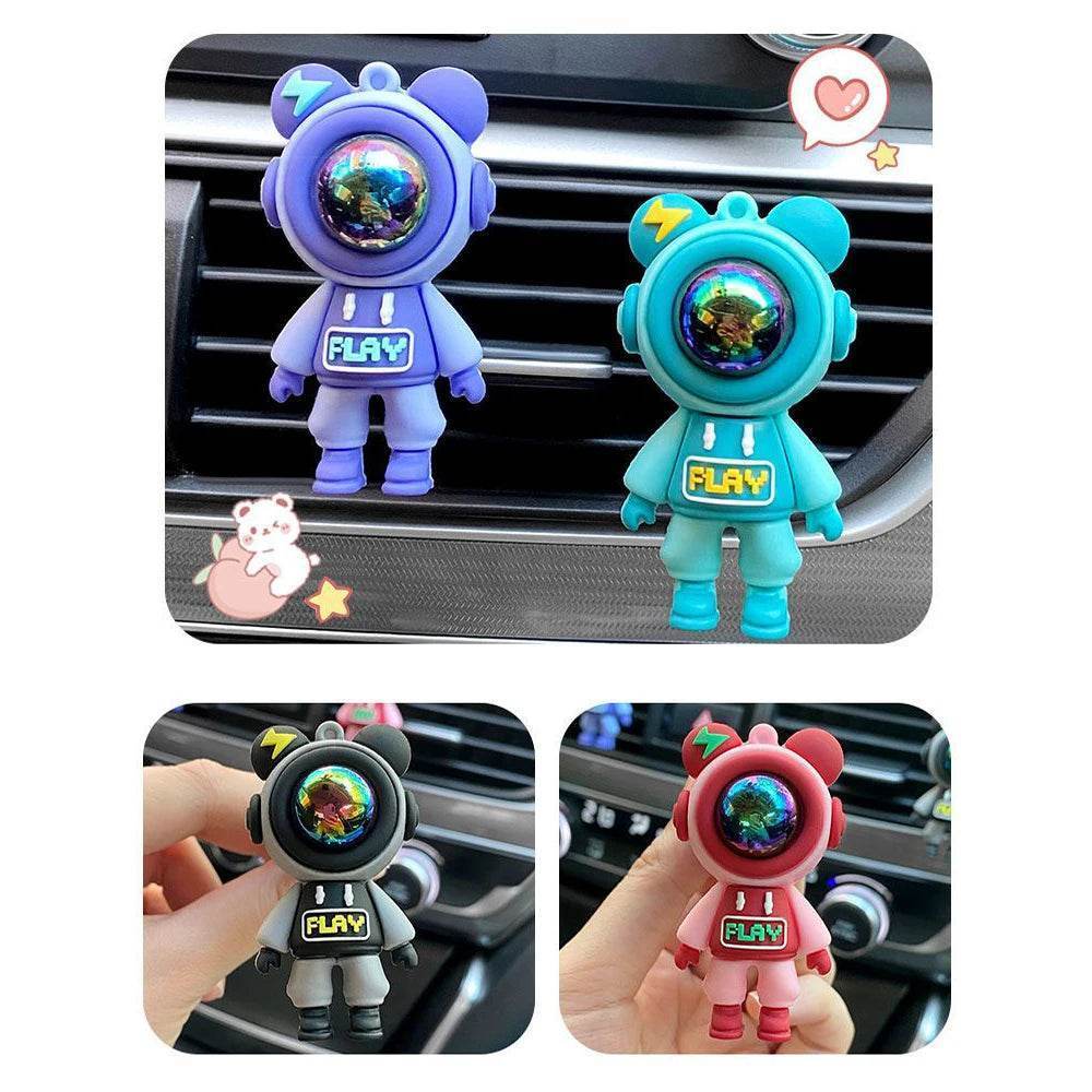 Astronaut Car Air Vent Perfume Clip – Cartoon Air Freshener & Aromatherapy Interior Decoration - Red