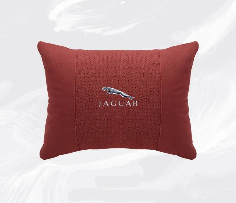 Breathable Suede Car Neck Pillow for Jaguar XE, XJ, XF, E-Pace, XJL & More - headrest 1pc black