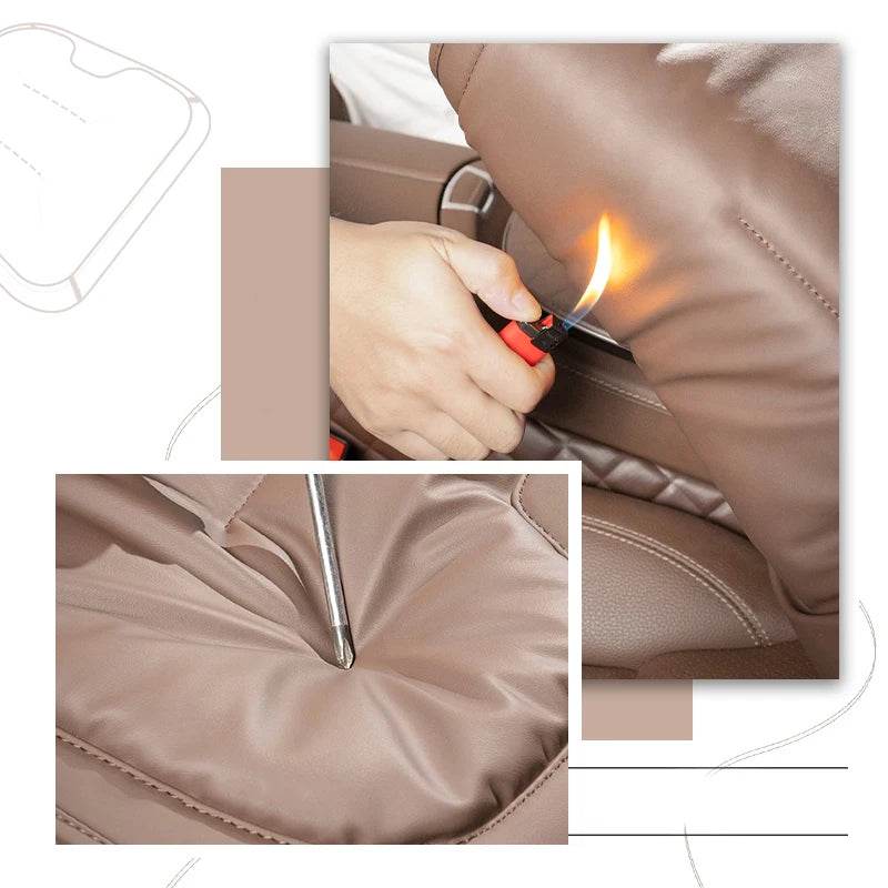 Car Seat Cushion – Leather, Waist Support, Four Seasons Protector - 1PC Brown Seat