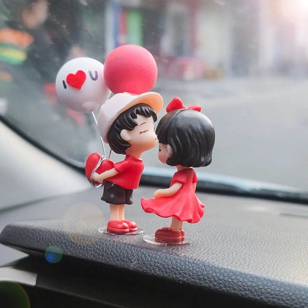 Cute Couple Dashboard Ornaments โ Cartoon Kissing Figurines for Car Interior Decoration - Decoration balloons