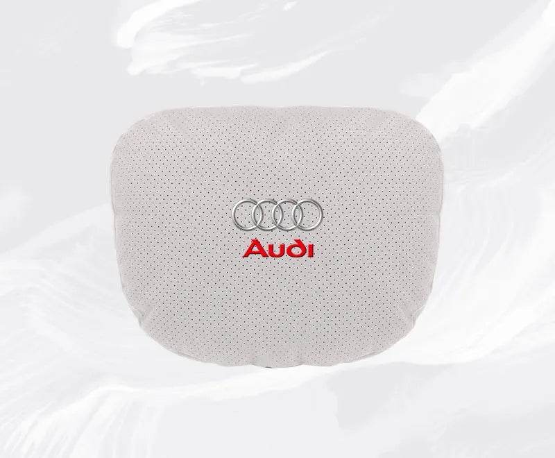 Suede Car Neck Pillow & Lumbar Support for Audi A3 A4 A5 A6 A7 A8 Q2 Q3 Q5 Q7 Q8 TT SQ5 Spine Protection - headrest 1pc brown